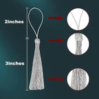 VAPKER 100Pcs Metallic Silver Thread Tassels 13cm/5 Inch Bookmark Tassels Mini - Image 2