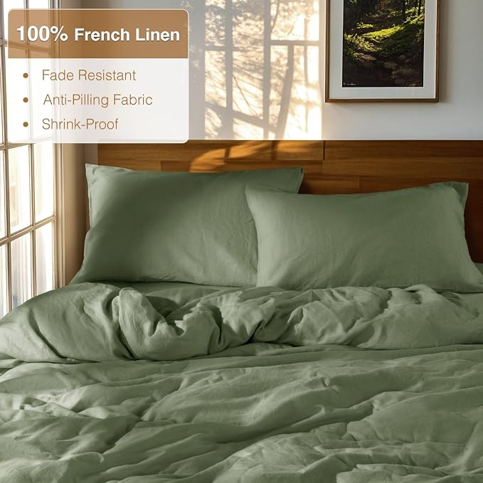 SONORO KATE 100% French Linen Duvet Cover Queen Size, Soft Breathable - Image 2