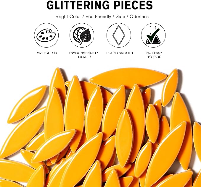 Yoption Petal Mosaic Tiles for Crafts, 200g Flower Leaf Ceramic Tiles Pieces - Image 4
