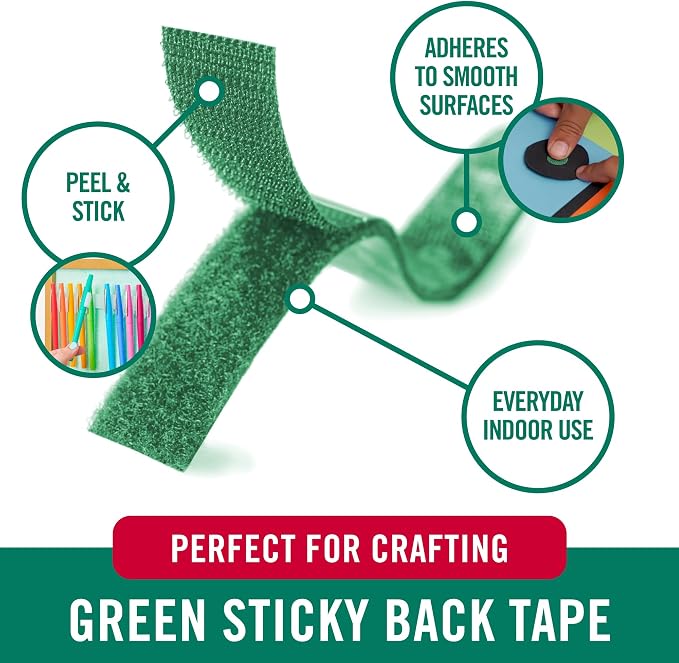 VELCRO Brand Colors | Green Sticky Back Tape | 10ft Roll - Image 2