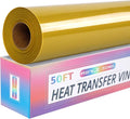 RENLITONG Gold Iron on Vinyl 12Inch by 50ft Roll Heat Transfer Vinyl by RENLITONG