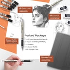 Nicpro 0.7 mm Art Mechanical Pencil Set in Storage Case, 3 Erasers - Image 4