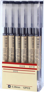 Chinco 12 Pieces 0.35 mm Black Gel Ink Pen Japanese Stationery Extra Fine by Chinco