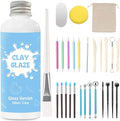 EIGTWEN 100ml Air Dry Clay Glaze and 29pcs Clay Tools Kit, Gloss Varnish | by EIGTWEN