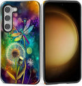 for Samsung Galaxy S23 Case, Dragonfly Dandelion Colorful Pattern Glossy 2 in 1 by Teonvpu
