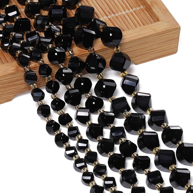 34pcs Natural Black Tourmaline Stone Beads - Image 3