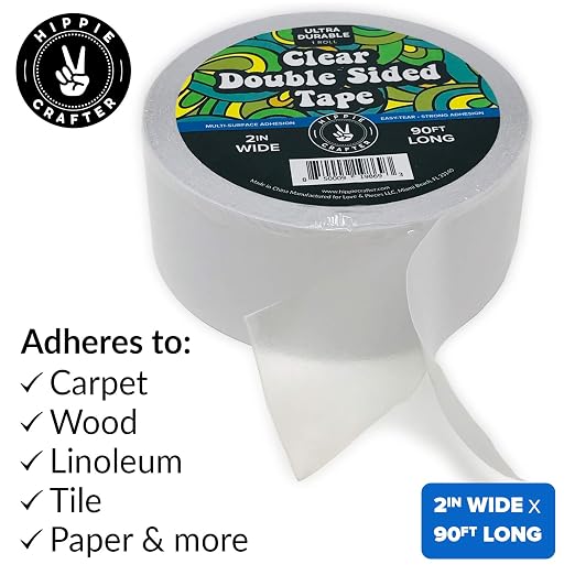 HIPPIE CRAFTER Clear Double Sided Tape, 2 Inch Wide Heavy-Duty Adhesive - Image 2