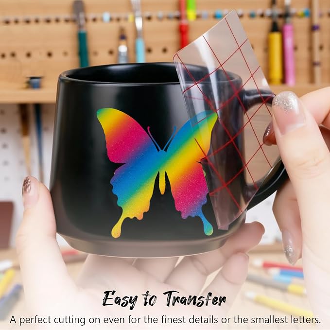 Rainbow Striped Print Permanent Adhesive Vinyl - Image 4