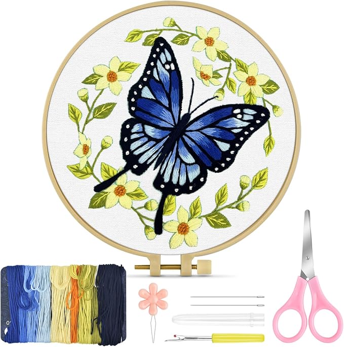 TINDTOP Embroidery Kit for Beginners Adult, Butterfly Embroidery Kit | Include by TINDTOP