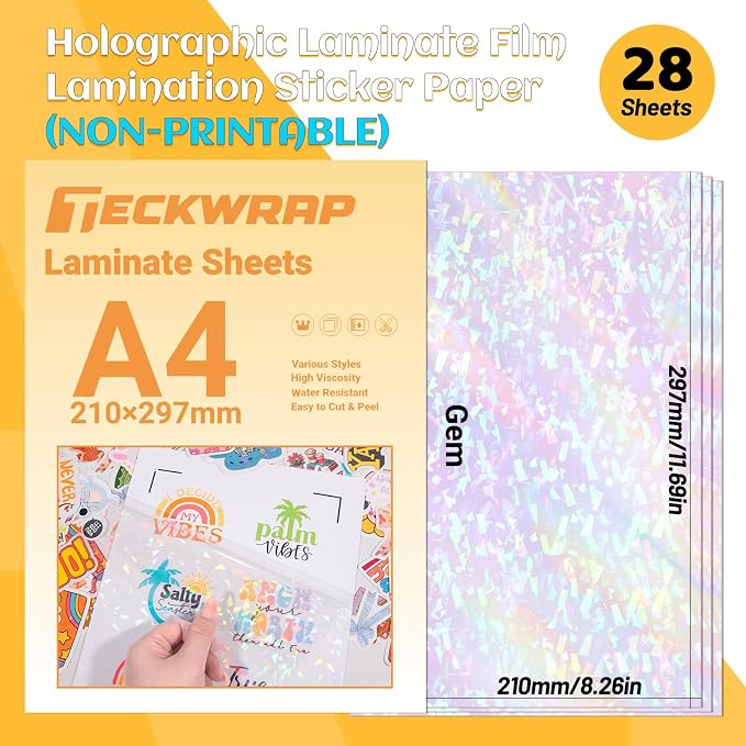 TECKWRAP Holographic Laminate Sheets Waterproof Laminating Sheets - Image 2