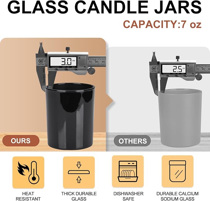 SHOWIN Thick Candle Jars for Making Candles 16 Pcs, 7 OZ Empty Jars - Image 3