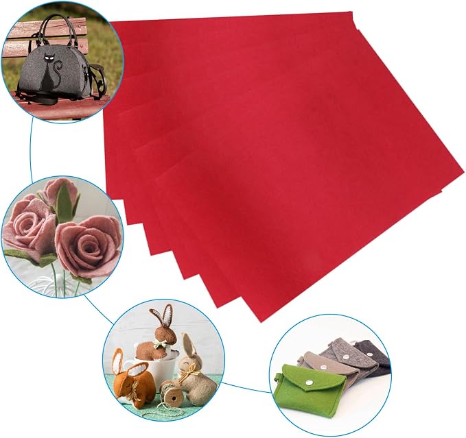 6 Pcs, 8 x 12 Inch Red Felt Sheets - Image 4