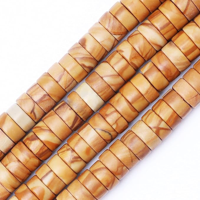 Natural Stone Heishi Beads for Necklace Making, 4 mm x 2 mm Small Flat Round by YUGDRUZY