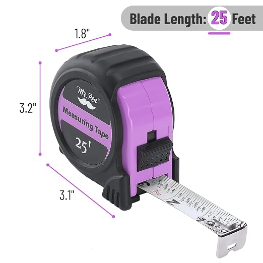 Mr. Pen- Retractable Tape Measure 25 ft, Pastel Purple, Easy Read | Steel - Image 2