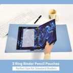 Dragon Blue Black Pencil Pouch for 3 Ring Binder, 2 Pack Waterproof Pencil Bags - Image 4
