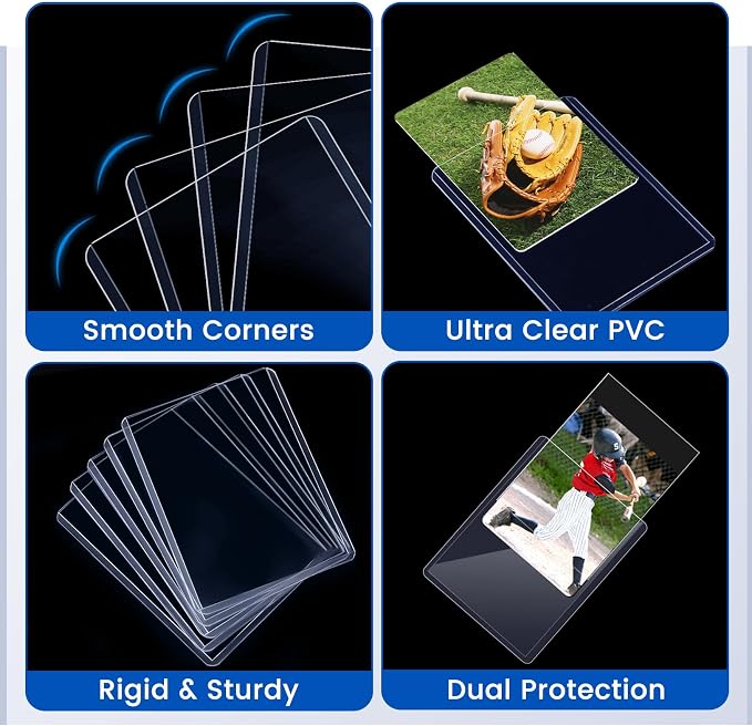 200 Count Card Sleeves Hard Plastic, Sooez 35PT Card Holder, Rigid Card Case - Image 4