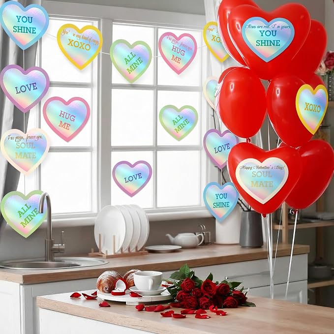 TaoBary 24 Pcs 7.08 Inch Large Heart Cutouts Shiny Iridescent Valentine's Day - Image 6