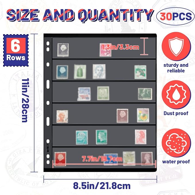 Gersoniel 30 Pieces stamp collecting supplies stamp collector pages Album sheets - Image 2