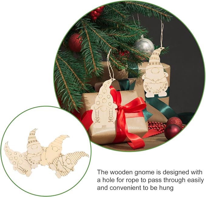 FOMIYES 40Pcs Christmas Wooden Gnome Hanging Decorations - Image 4