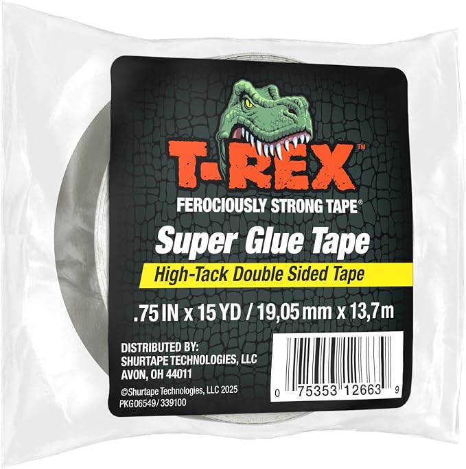 T-Rex Double Sided Super Glue Tape, 0.75" x 15 Yards, 1 Pack by T-Rex