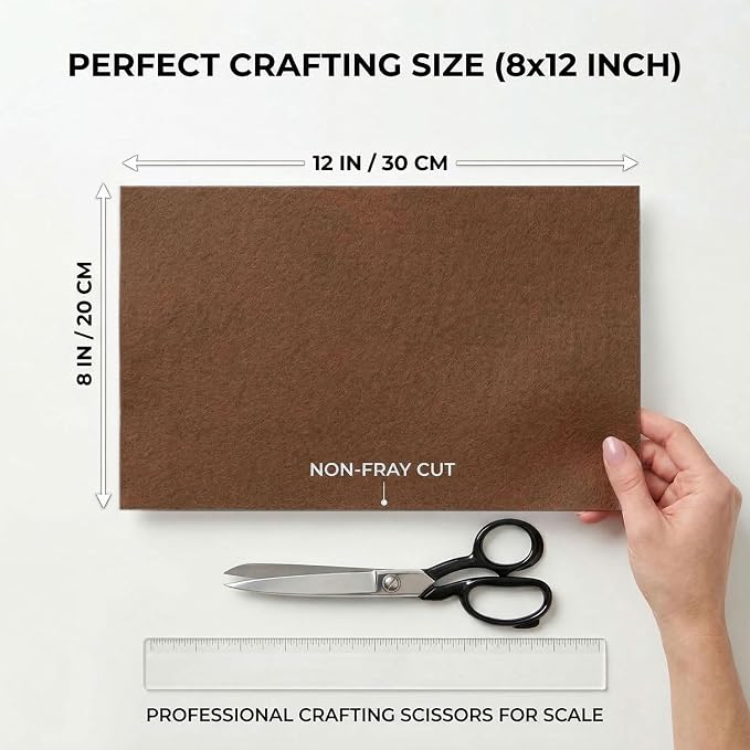 Brown Felt Fabric Sheets Stiff 20 Pcs 8" X 12", 1mm Thick Assorted Color Sewing - Image 2
