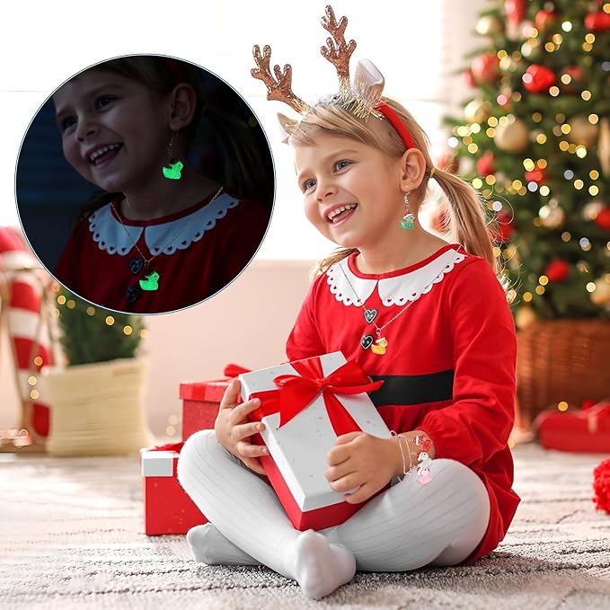 Augshy 64Pcs Christmas Resin Duck Charm, Luminous Glitter Mini Duck Pendant | - Image 6