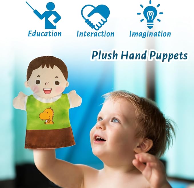 6 Pcs Family Hand Puppets for Kids 9.8 Inch Family Members Puppet Set Mom - Image 6