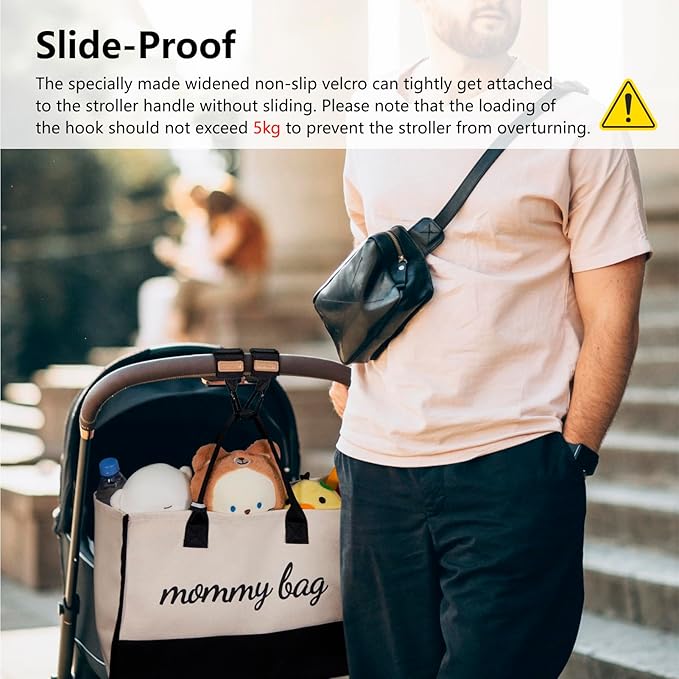 TOPDesign Universal Baby Stroller Organizer Caddy with Detachable Mesh Bag & Heightened Insulated Cup Holders & Non-Slip Secure Hooks Accessories, Fits Most Strollers (Colorful)