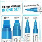 5 Metallic Acrylic Blue Paint Pen - Image 2