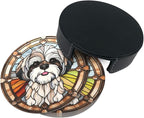 Drink Coaster Set of 6, Shih Tzu Dog Mom Lover Gift, Leather Drink Coasters - Image 5