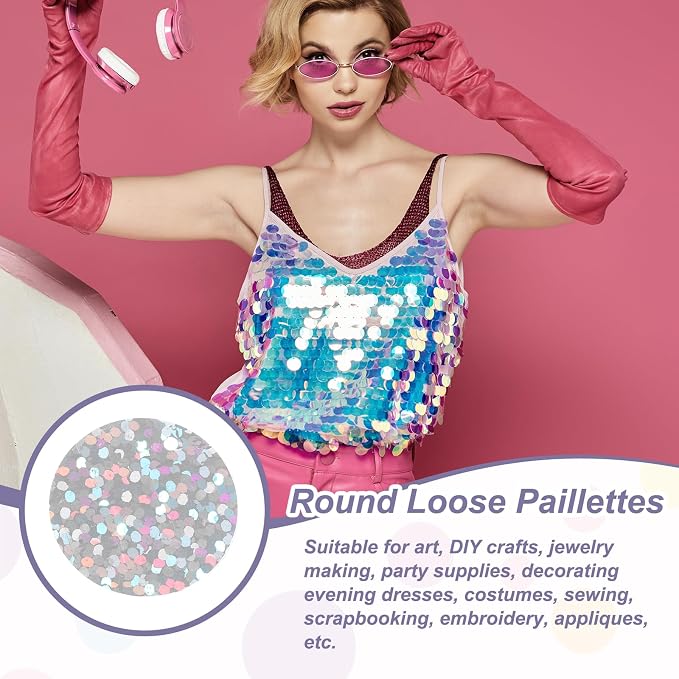 MECCANIXITY 700 Pcs Flat Round Sequins 15mm/0.6 Inch Loose Paillettes Craft - Image 4