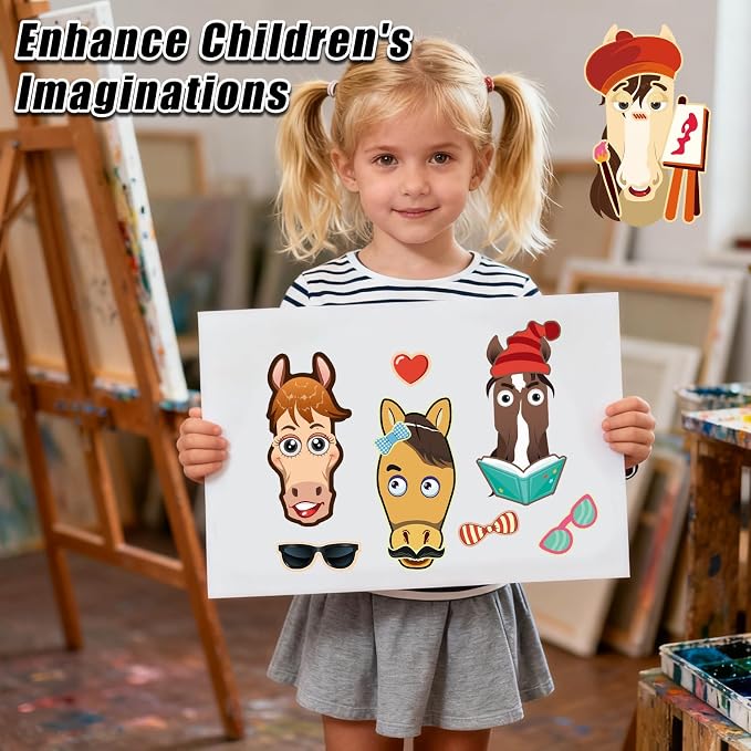 48 Sheets Create Funny Ponies Stickers, Make a Face Stickers - Image 7