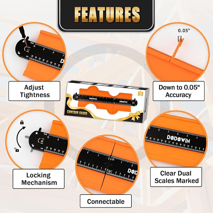 DODOWIN 10+5 Inch Connectable Contour Gauge - Image 4