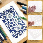 20 Pcs Abstract Texture Stencils Mixed Size Geometric Stencils - Image 3
