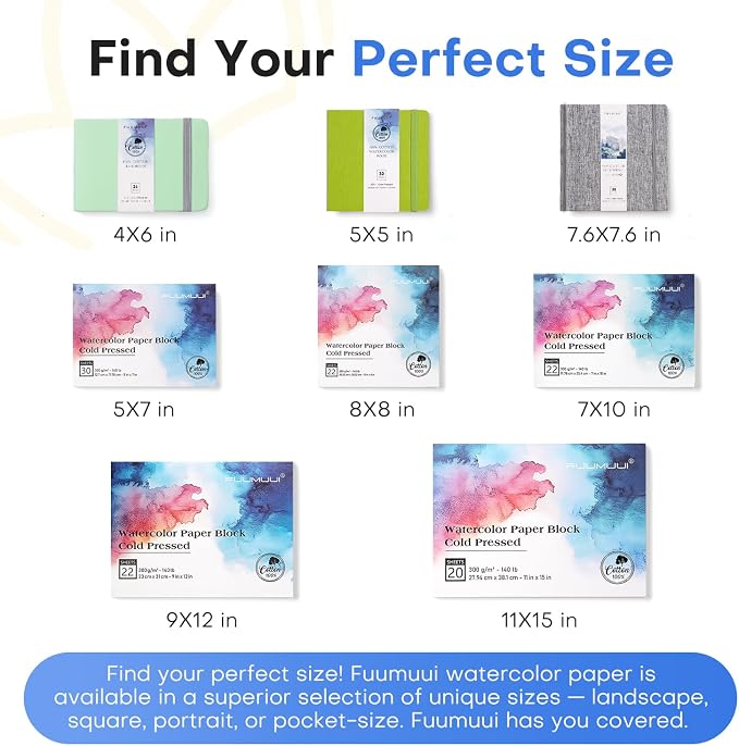 Watercolor Paper Block 9x12 Inch, Fuumuui 100% Cotton Paper Pad, 22 Sheets - Image 8