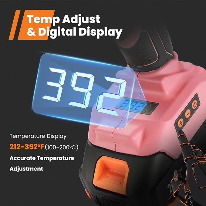 Full Size Cordless Glue Gun, GoGonova 20V Temp Adjust LCD Digital Display Fast - Image 2
