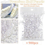 qiipii 900PCS 6mm White AB Round Half Round Pearls - Image 2