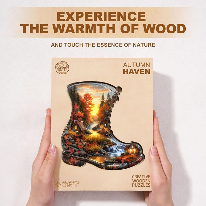 Jigfoxy Wooden Puzzles for Adults, Fall in a Boot Wood Puzzles Adult, Unique - Image 3