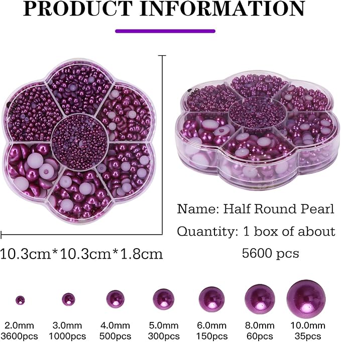 5600PCS Half Round Pearls Flatback Imitation Pearls - Image 2