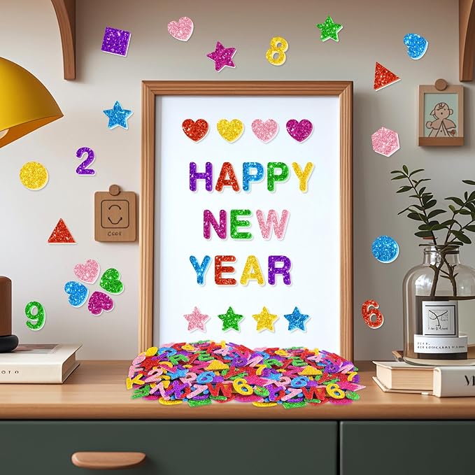 784 Pcs Foam Letter Stickers Glitter, Self-Adhesive Glitter Alphabet Stickers 1 - Image 5