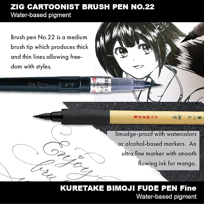 Kuretake Zig Inktober pen set, for Illustration, Manga Drawing, Lettering and - Image 5