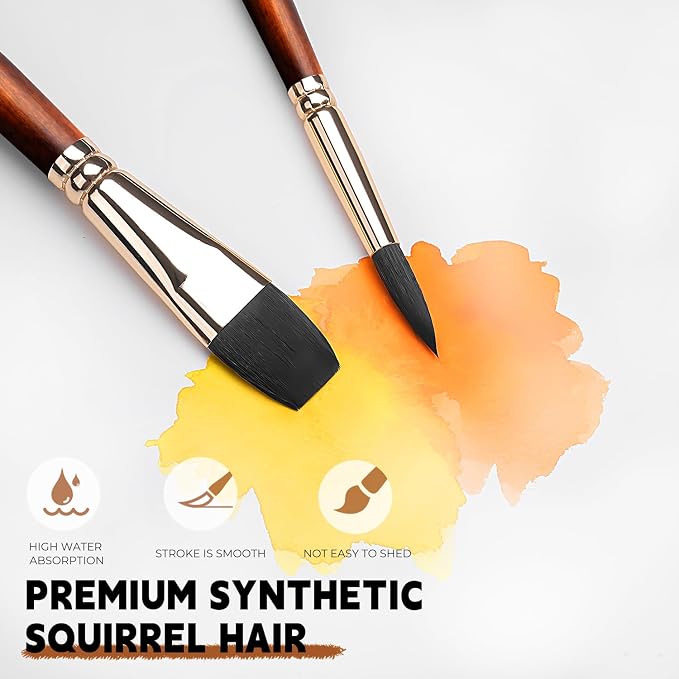 Watercolor Brushes Professional, Fuumuui 10Pcs Synthetic Squirrel Hair Water - Image 2