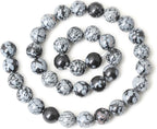 35PCS 10mm Natural Black Snowflake Obsidian Gemstone Round Loose Beads Stone - Image 2