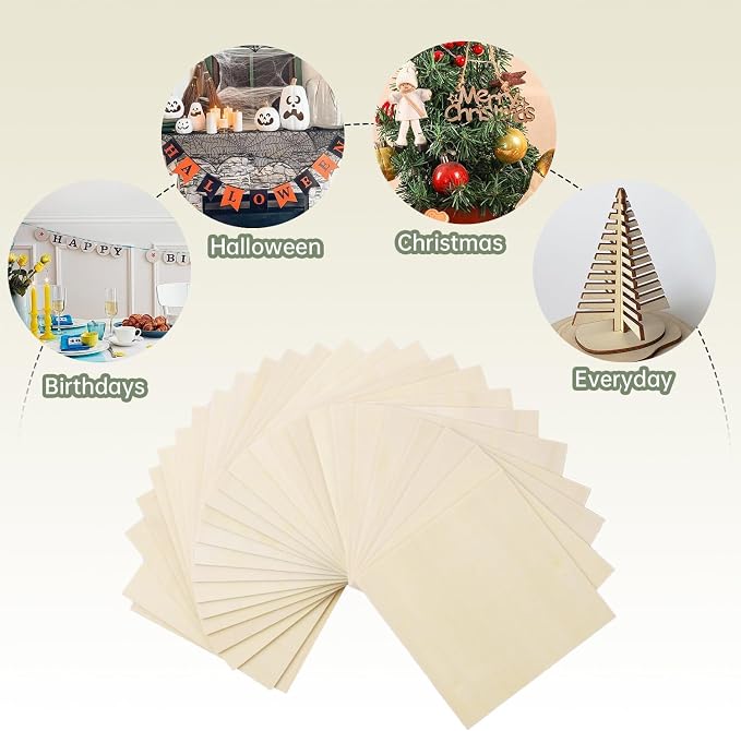 24 Pack Plywood Sheets, Unfinished Wood Boards Blanks - Image 6