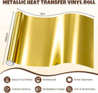Metallic Heat Transfer Vinyl Roll 12" x 5ft Chrome Gold Iron on Vinly, Soft - Image 6