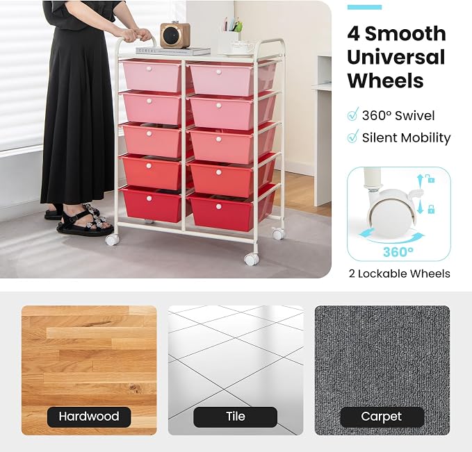 BECOMFORT 10-Drawer Rolling Cart - Image 5