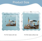 6x6 Picture Frame with Mat for 4x4, Wavy Edge Wooden Real Glass Photo Frame for - Image 3