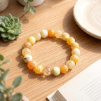 35pcs Round Loose Yellow Fire Agate Beads - Image 6
