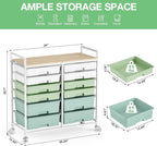 Rolling Storage Cart with 12 Drawers, Wooden Tabletop Utility Cart - Image 3