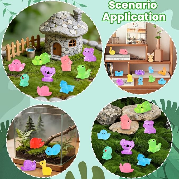 DIYDEC 184PCS Luminous Mini Resin Animals, Miniatures Figures Glow in The Dark - Image 4